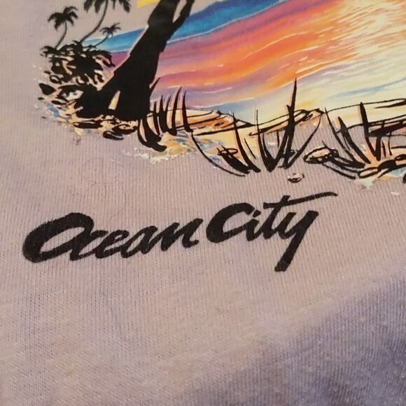 L'ourson Ocean City Women's M lilac‎ orange tropical crop top Fringe Hem Sleeve - Picture 6 of 6